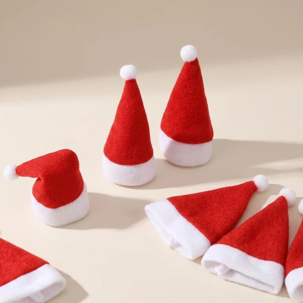 Christmas Santa Hat Felt Cutlery Holders with Pom-Pom Set of 6 cm - Image 1