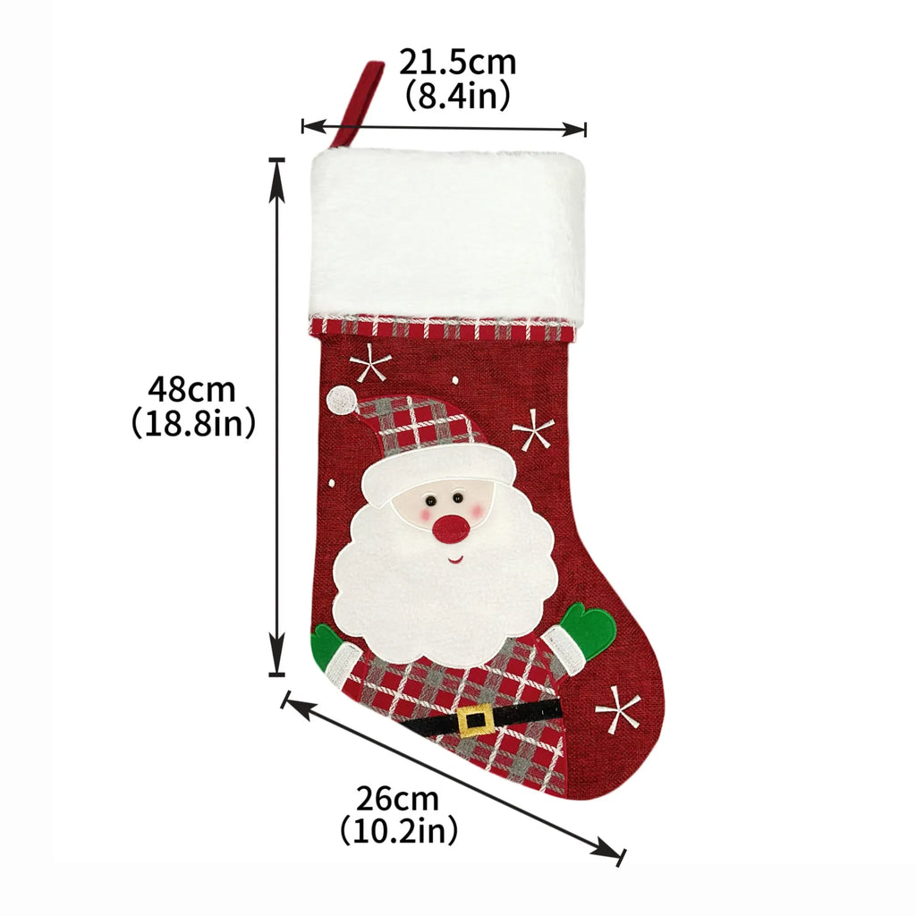 Christmas Stockings with Plush Cuff Embroidered Snowflakes and Character Appliques Pack of 2 - Image 14