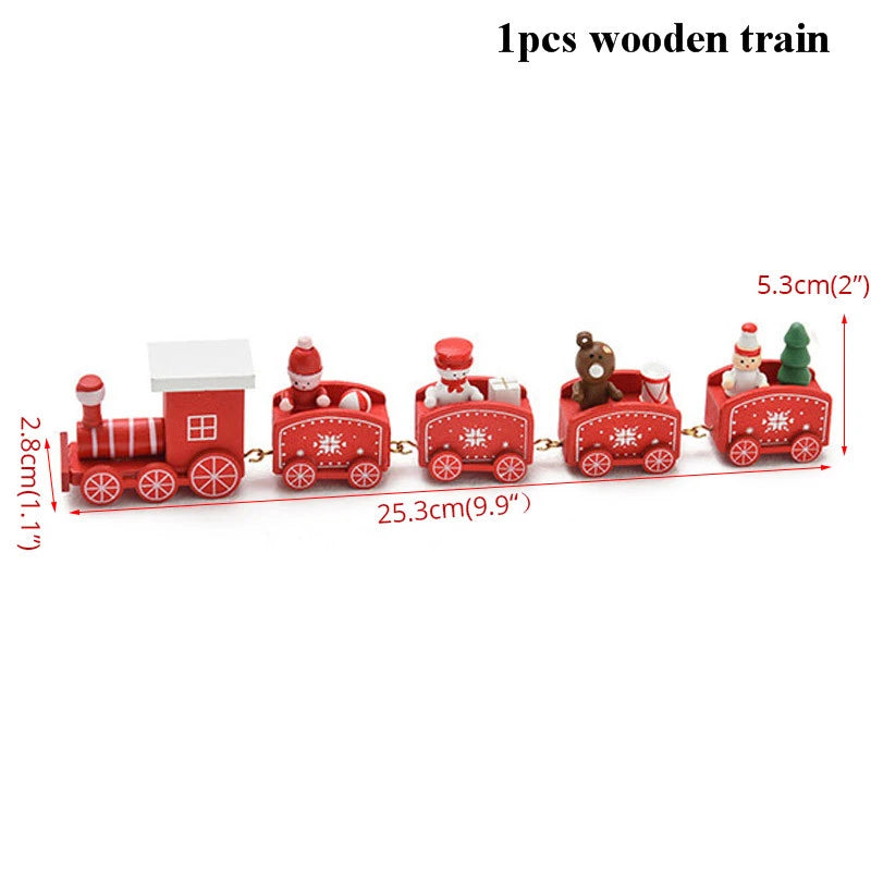 Christmas Train Decoration with Miniature Wooden Figurines and Festive Holiday Design - Image 2