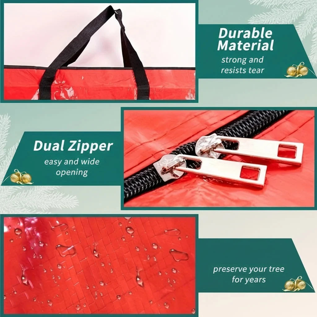 Christmas Tree Storage Bag Heavy-Duty Waterproof with Dual Zipper and Carry Handles - Image 3