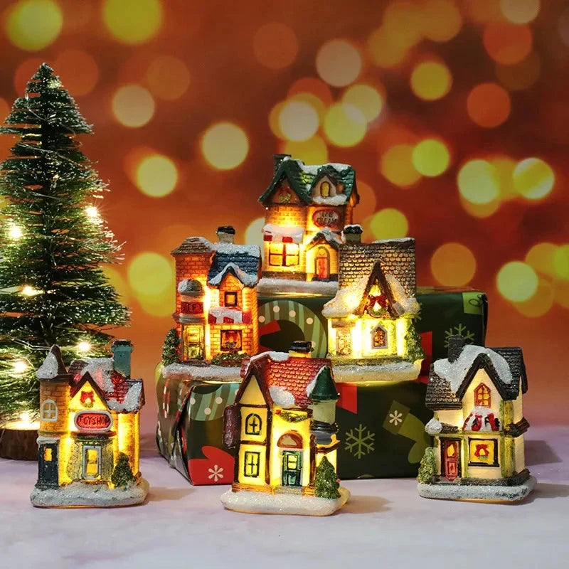 Christmas Village Sets with Miniature Houses LED Lights and Snow-Covered Roofs - Image 2