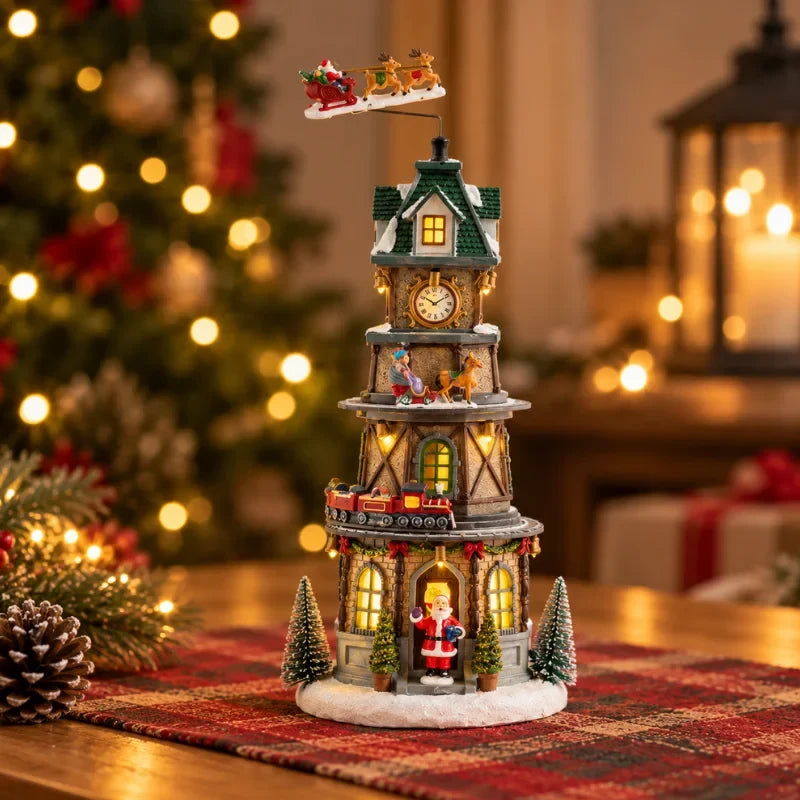 Christmas Village with Animated Lights Moving Train and Miniature Caroler Figurines - Image 11