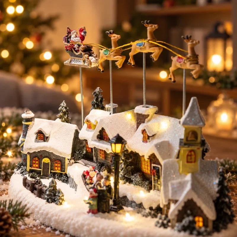Christmas Village with Animated Lights Moving Train and Miniature Caroler Figurines - Image 12