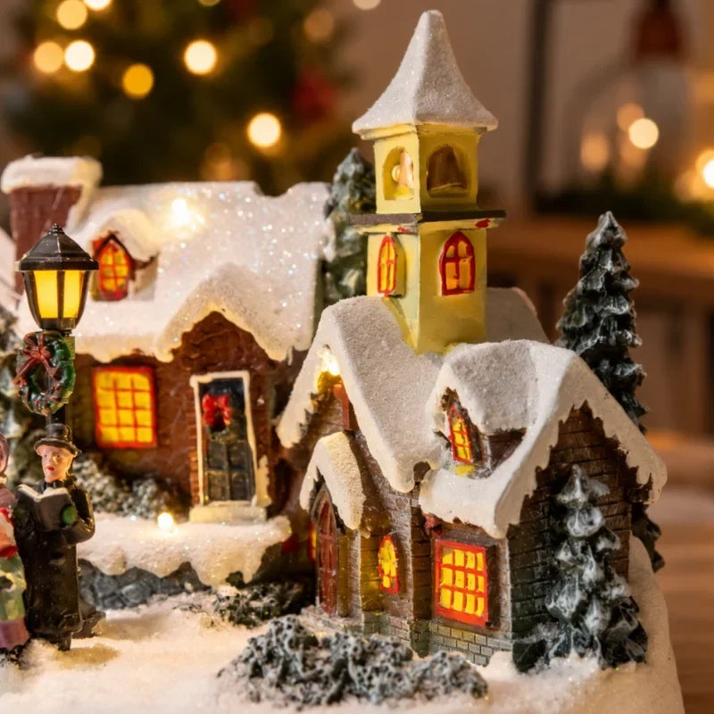 Christmas Village with Animated Lights Moving Train and Miniature Caroler Figurines - Image 13
