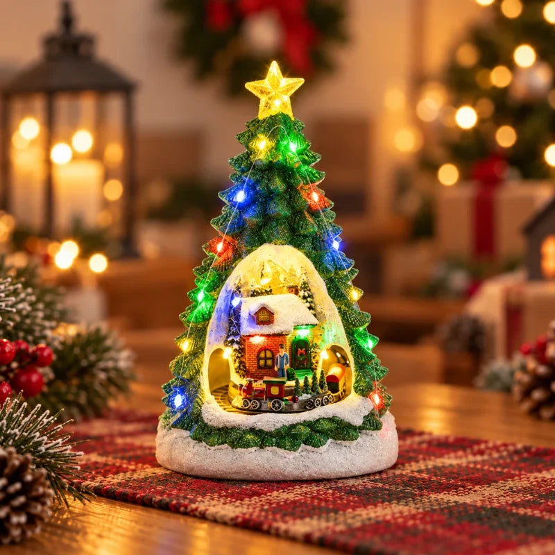 Christmas Village with Animated Lights Moving Train and Miniature Caroler Figurines - Image 16
