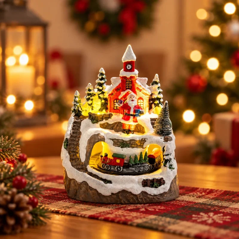 Christmas Village with Animated Lights Moving Train and Miniature Caroler Figurines - Image 17