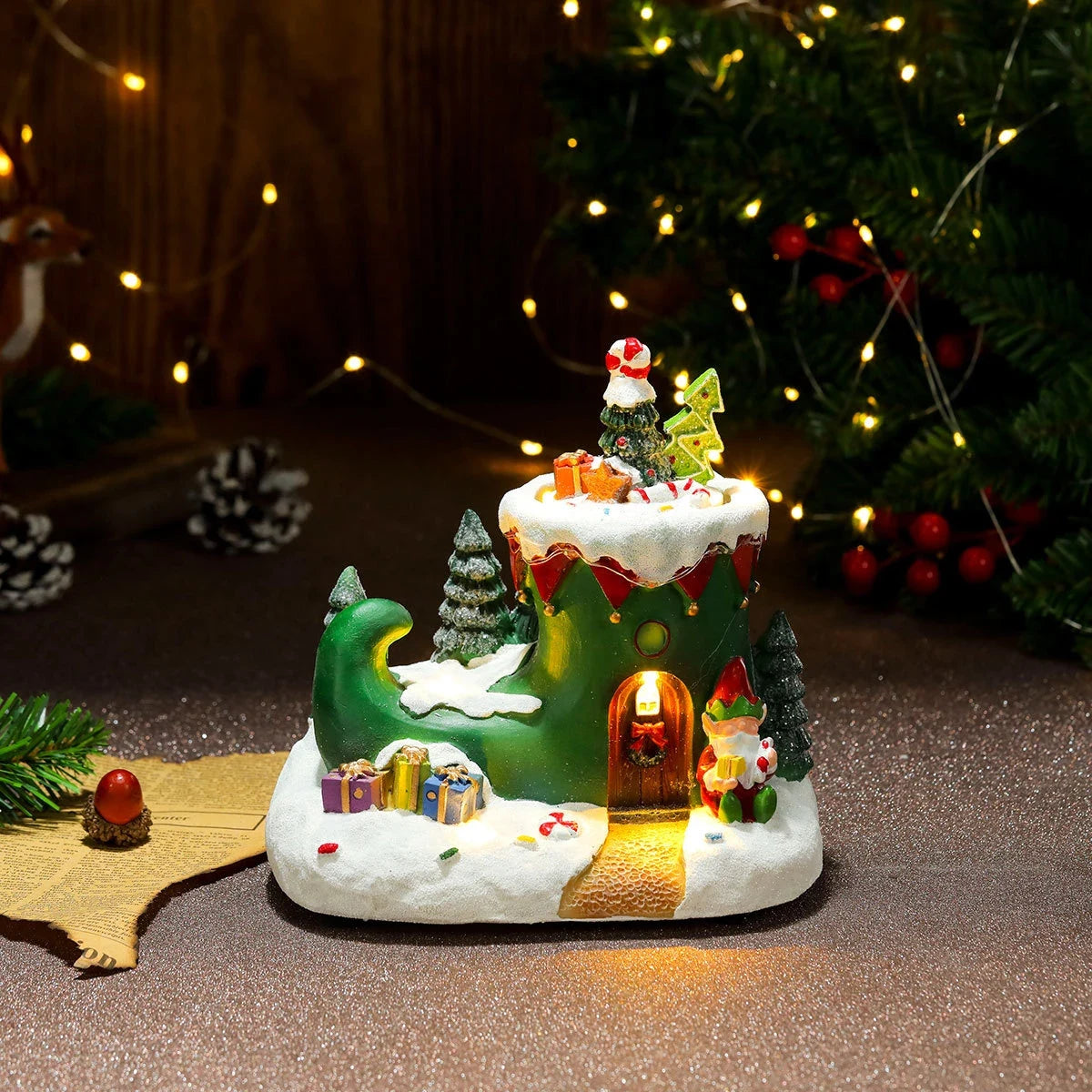 Christmas Village with Animated Lights Moving Train and Miniature Caroler Figurines - Image 18