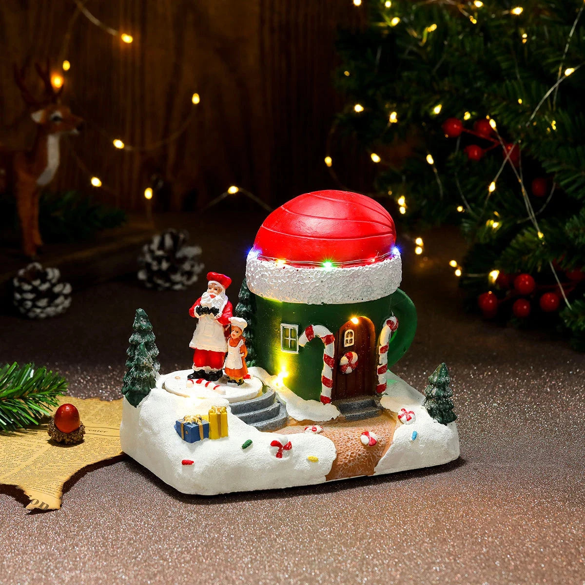 Christmas Village with Animated Lights Moving Train and Miniature Caroler Figurines - Image 20