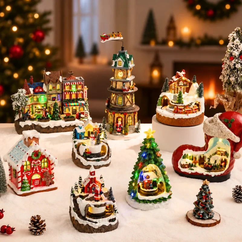 Christmas Village with Animated Lights Moving Train and Miniature Caroler Figurines - Image 5