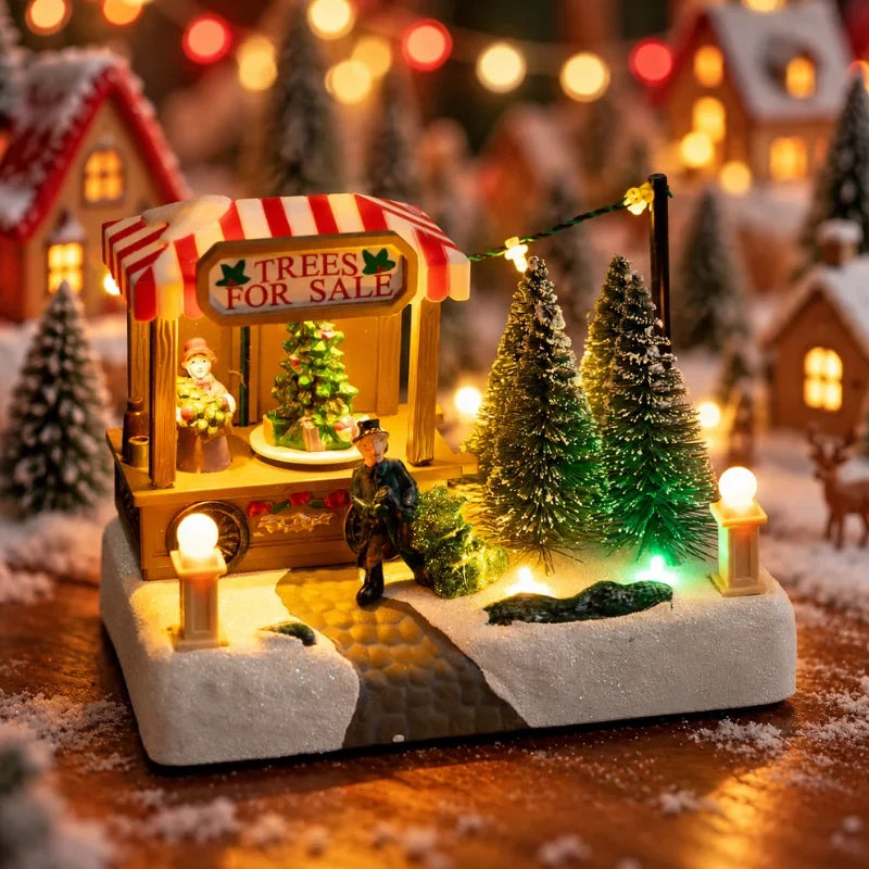 Christmas Village with Animated Lights Moving Train and Miniature Caroler Figurines - Image 8