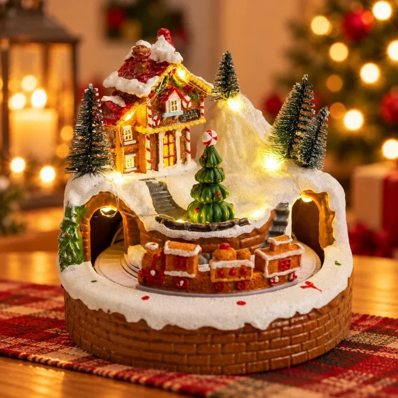 Christmas Village with Animated Lights Moving Train and Miniature Caroler Figurines - Image 9
