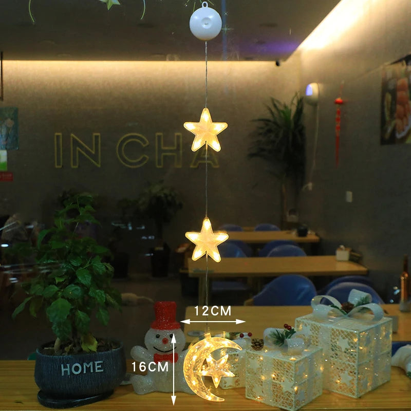 Christmas Window Lights with Suction Cup Battery Box and Warm LED Pendants - Image 2
