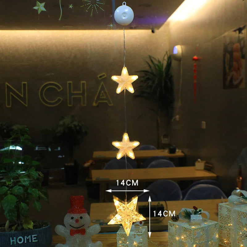 Christmas Window Lights with Suction Cup Battery Box and Warm LED Pendants - Image 5