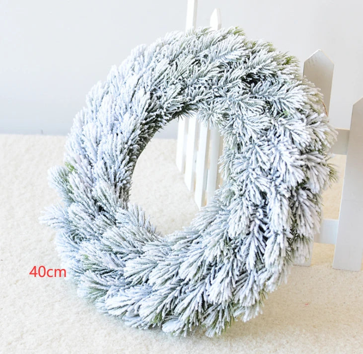 Christmas Wreath with Artificial Pine Needles and Flocked Snow Effect for Front Door - Image 7