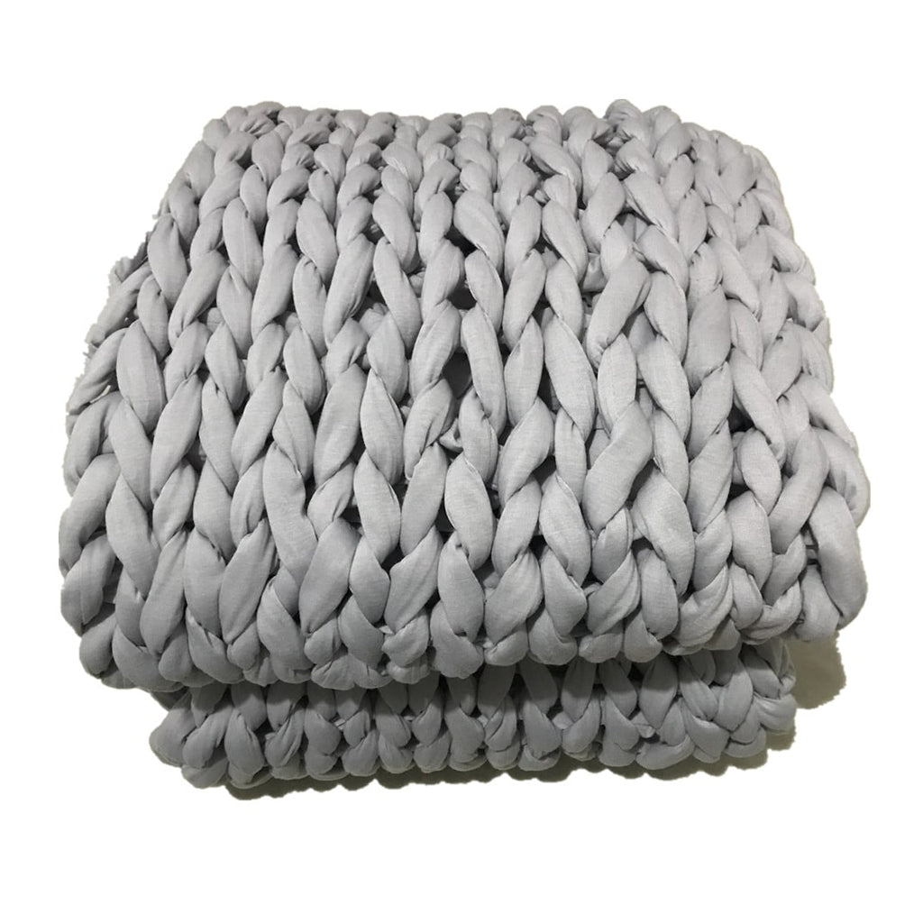 Chunky Knit Blanket with Bulky Yarn Hand-Woven Cable Throw with Soft Weighted Fill - Image 14