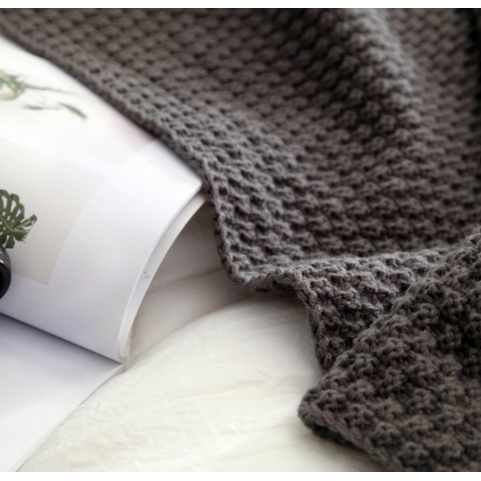 Chunky Knit Throw Blanket with Pom-Pom Tassels and Waffle Texture for Sofa - Image 4
