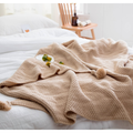 Chunky Knit Throw Blanket with Pom-Pom Tassels and Waffle Texture for Sofa - Image 5