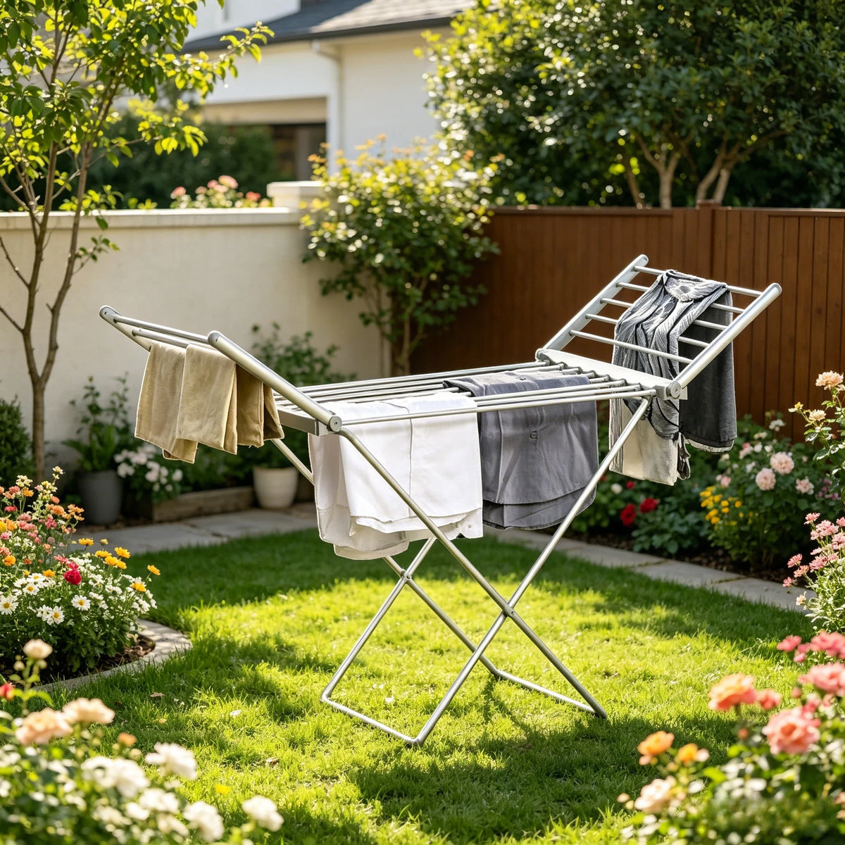 Clothes Drying Rack Foldable Heated Electric Aluminum Portable Indoor Airer - Image 1