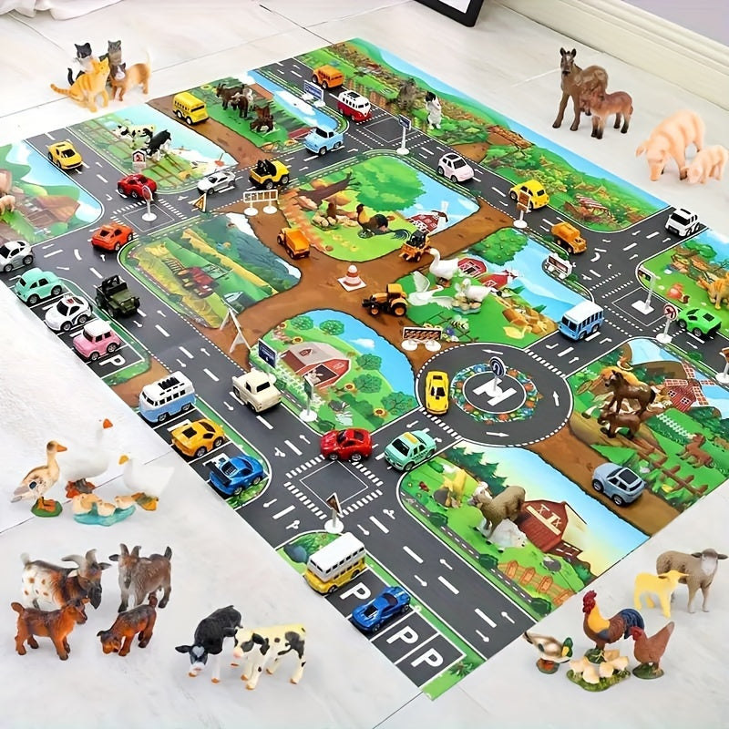 Vibrant Farm and Road Design Play Mat for Kids – Interactive Rug for Fun and Learning