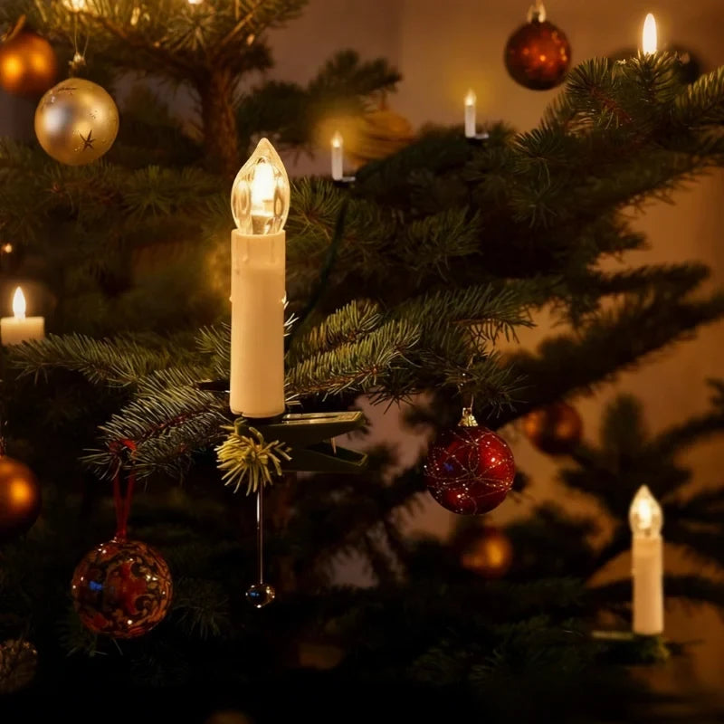 Cordless Clip-On Christmas Tree Lights with Battery Operated LED Candles - Image 1