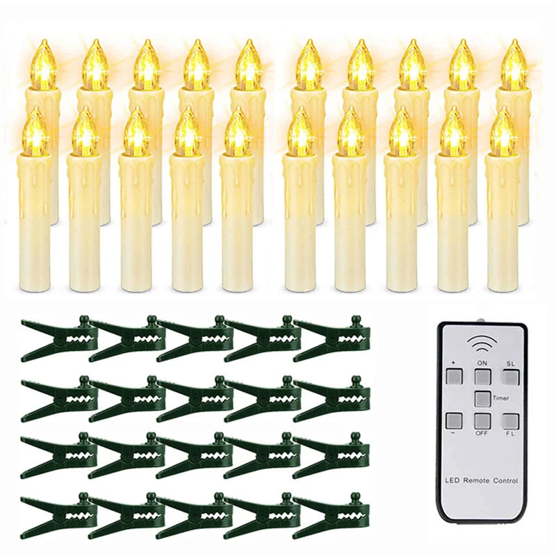 Cordless Clip-On Christmas Tree Lights with Battery Operated LED Candles - Image 7