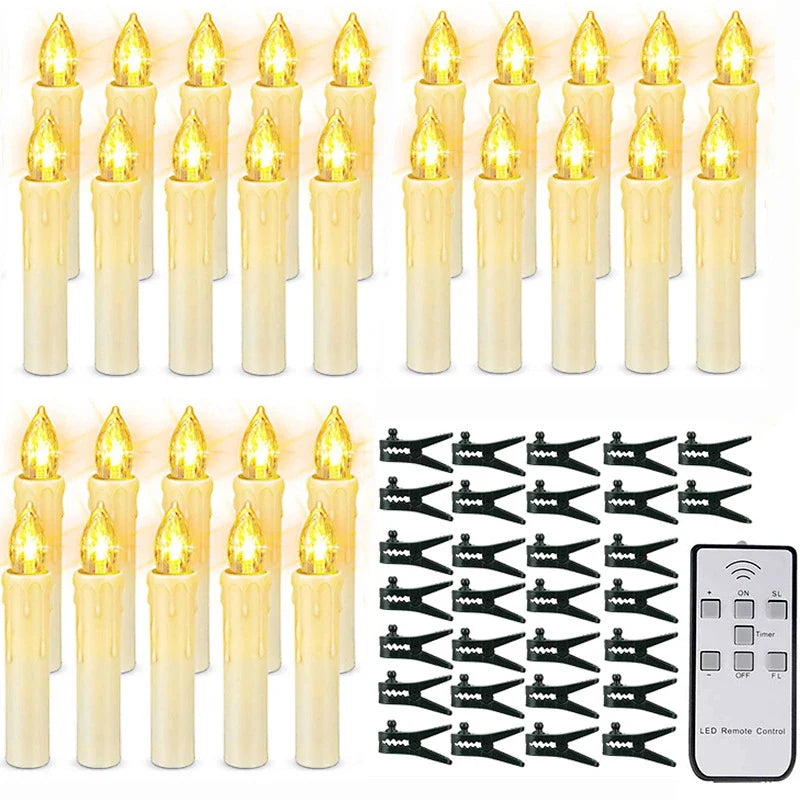 Cordless Clip-On Christmas Tree Lights with Battery Operated LED Candles - Image 8