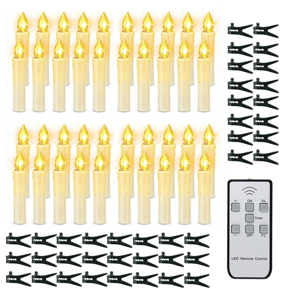 Cordless Clip-On Christmas Tree Lights with Battery Operated LED Candles - Image 9