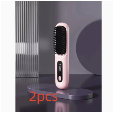 Cordless Portable Hair Straightener Brush with Heated Bristles USB Charging and Travel Pouch - Image 33
