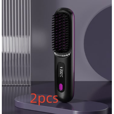Cordless Portable Hair Straightener Brush with Heated Bristles USB Charging and Travel Pouch - Image 36