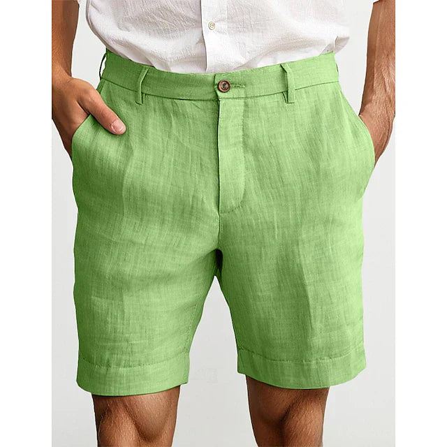Pantaloncini estivi da uomo effetto lino per look casual – Pantaloncini leggeri da vacanza per viaggi e outfit quotidiani