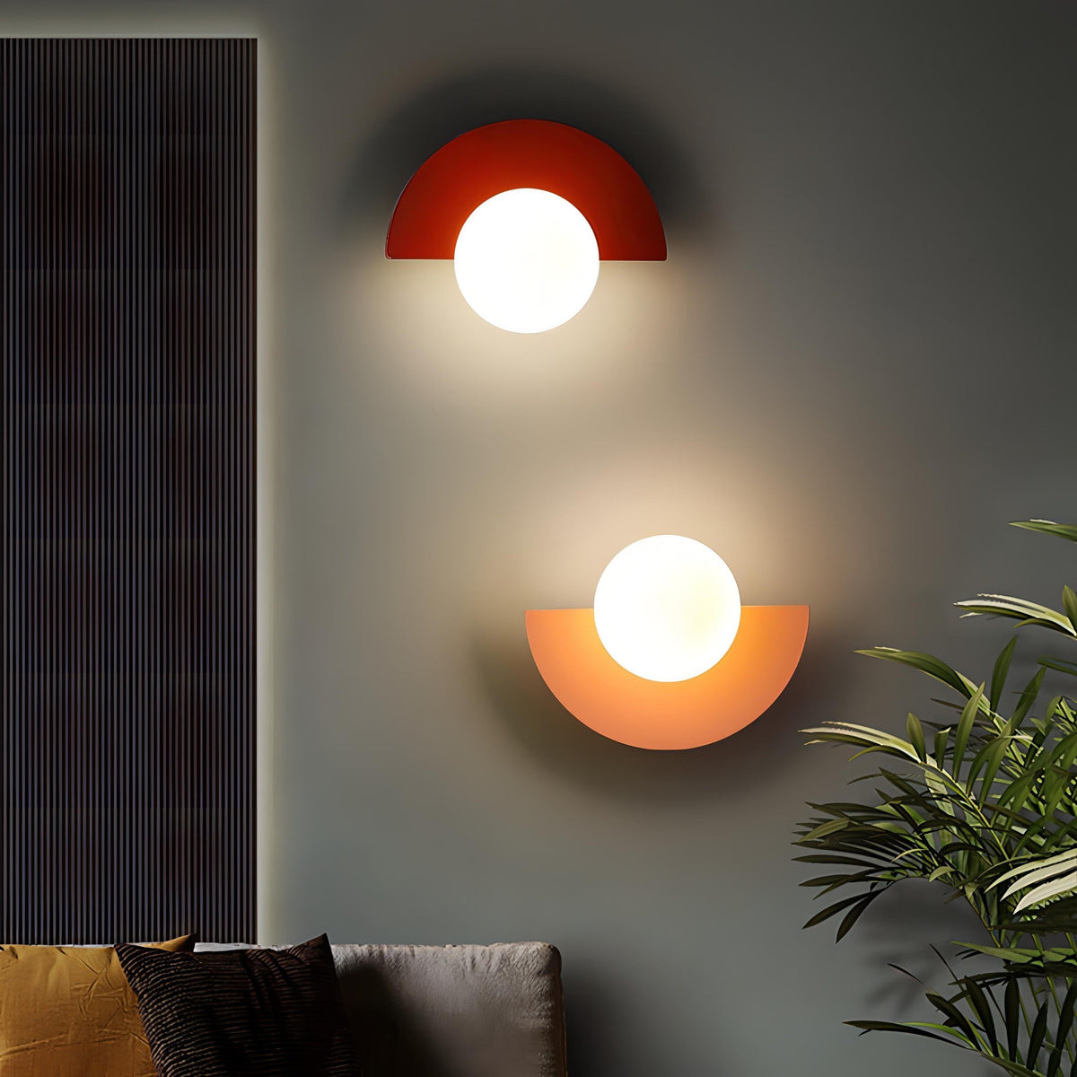 Diffused Light Wall Sconce Scandinavian Semi Circle Warm White Minimalist Metal Globe - Image 1