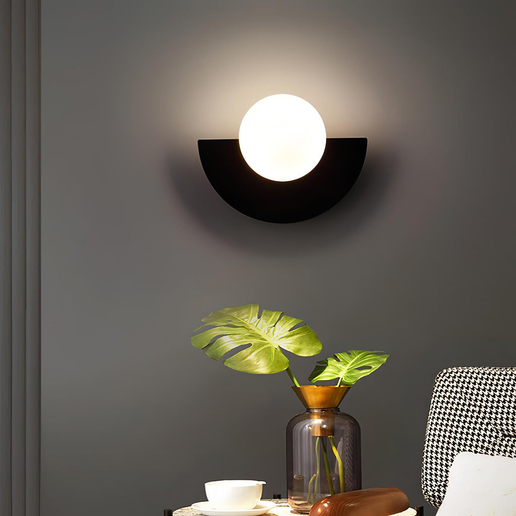 Diffused Light Wall Sconce Scandinavian Semi Circle Warm White Minimalist Metal Globe - Image 2