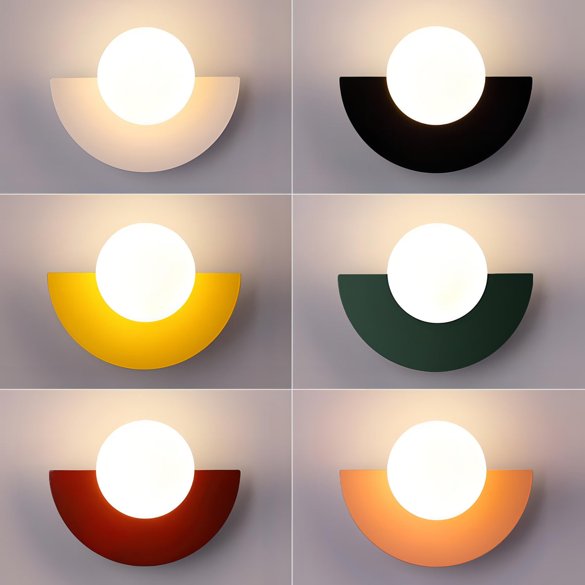 Diffused Light Wall Sconce Scandinavian Semi Circle Warm White Minimalist Metal Globe - Image 3