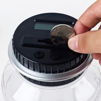 Digital Coin Bank with Lcd Screen and Counting for Large Capacity Piggy Wooden - Image 1