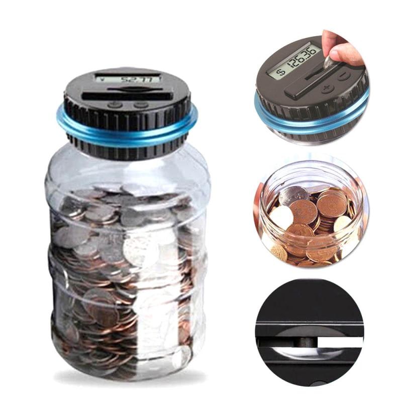 Digital Coin Bank with Lcd Screen and Counting for Large Capacity Piggy Wooden - Image 2