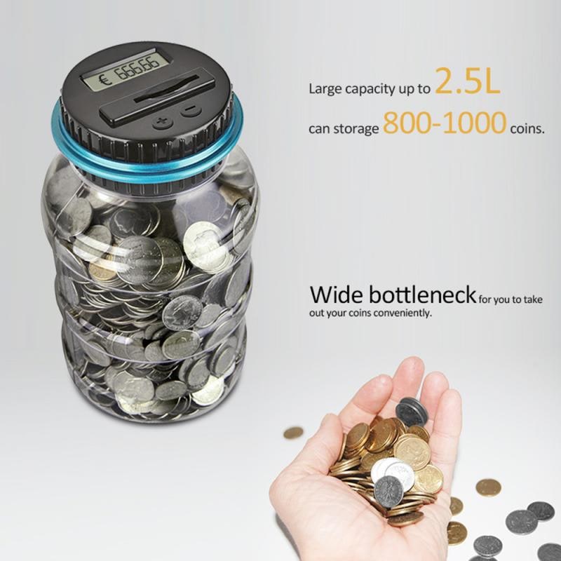 Digital Coin Bank with Lcd Screen and Counting for Large Capacity Piggy Wooden - Image 5