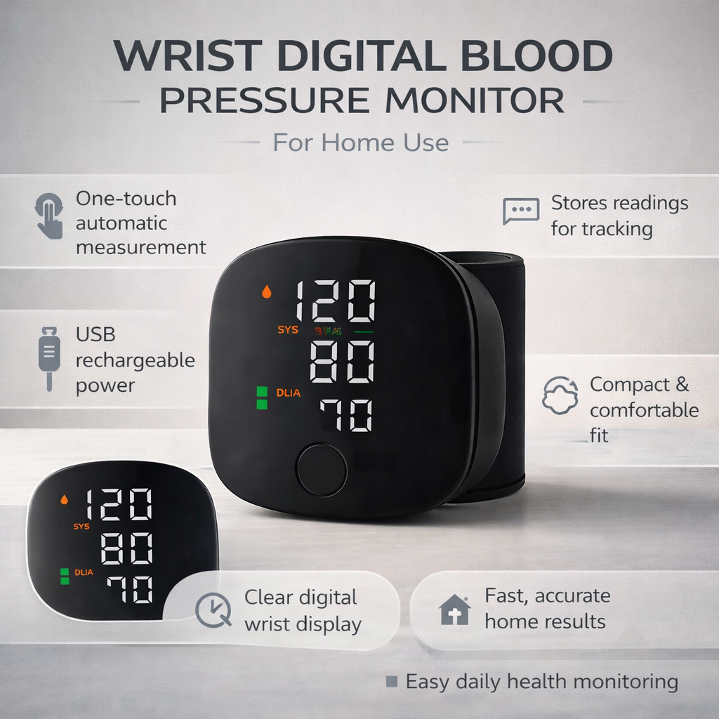 Digital Home Blood Pressure Monitor with Automatic Wrist Measurement and LED Display - Image 3