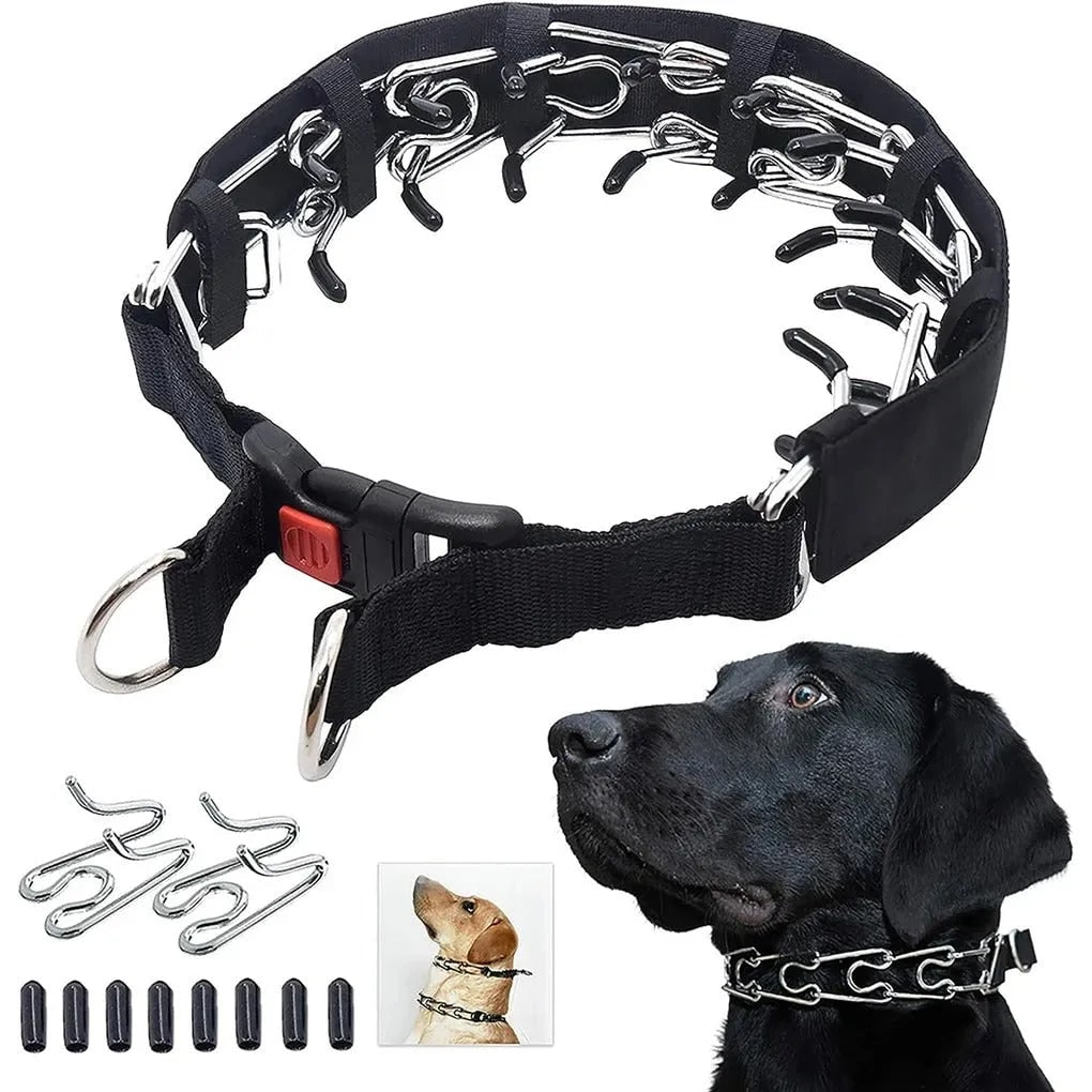 Dog Prong Training Collar with Reflective Cover and Quick-Release Buckle for Controlled Walks - Image 4