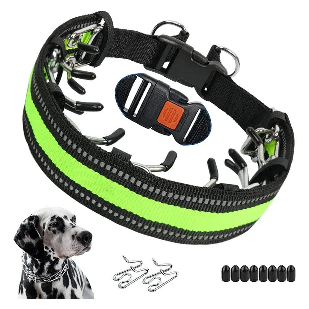 Dog Prong Training Collar with Reflective Cover and Quick-Release Buckle for Controlled Walks - Image 5