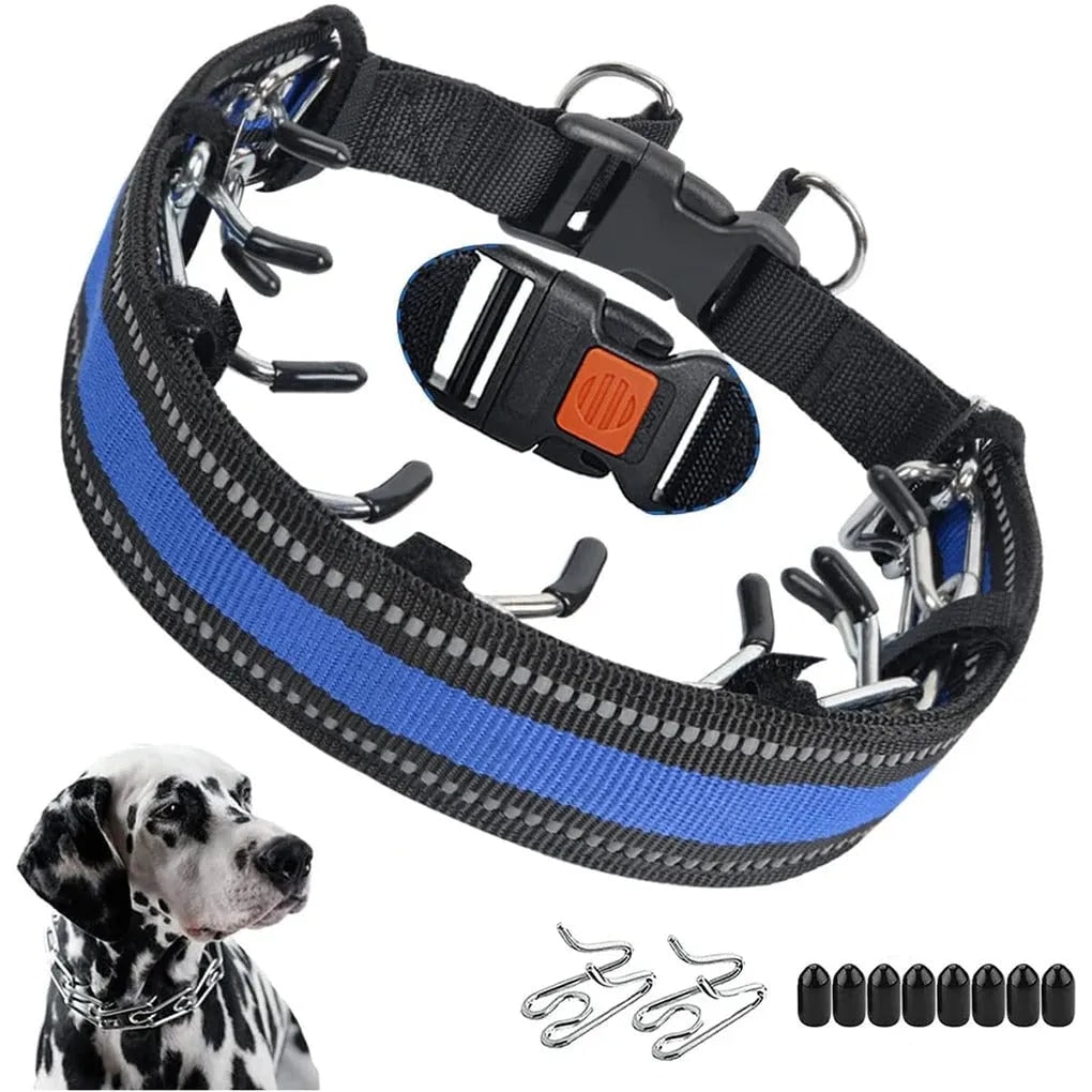 Dog Prong Training Collar with Reflective Cover and Quick-Release Buckle for Controlled Walks - Image 6
