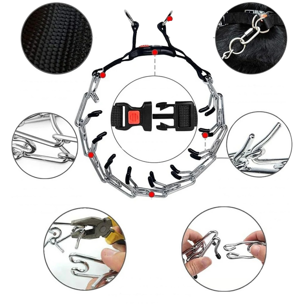 Dog Prong Training Collar with Reflective Cover and Quick-Release Buckle for Controlled Walks - Image 9