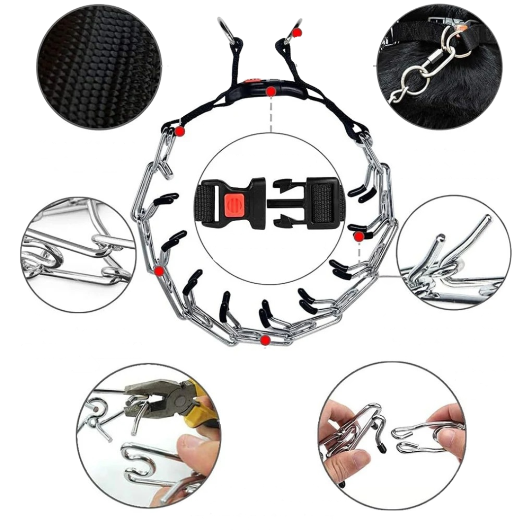Dog Prong Training Collar with Reflective Cover and Quick-Release Buckle for Controlled Walks - Image 9