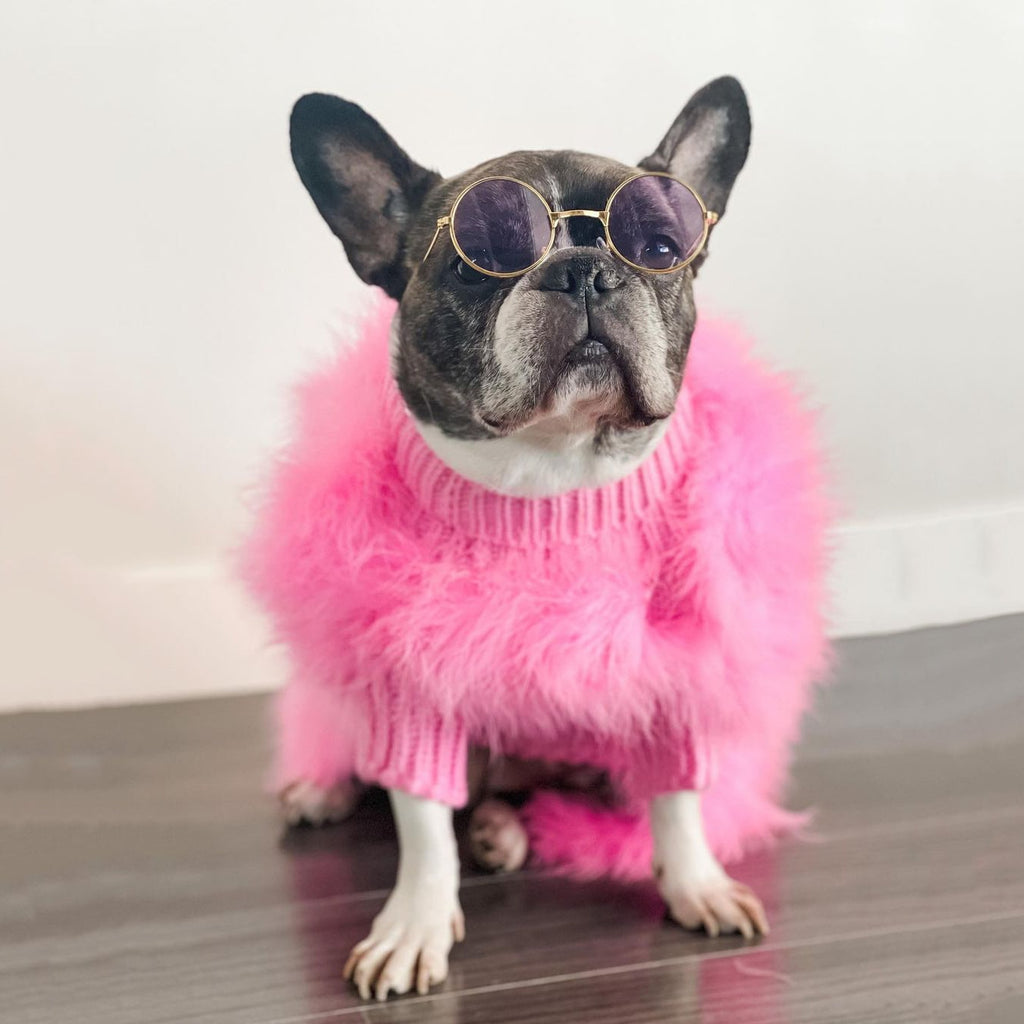 Dog Sweater with Fluffy Faux Feather Body and Ribbed Knit Turtleneck - Image 6