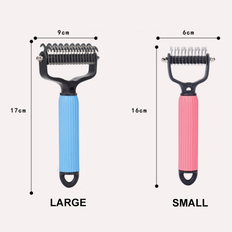 Dog Undercoat Brush with Double-Sided Rake and Curved Steel Teeth for Dematting - Image 11
