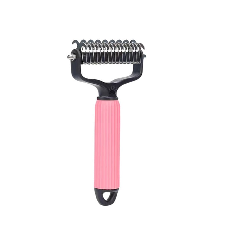 Dog Undercoat Brush with Double-Sided Rake and Curved Steel Teeth for Dematting - Image 12