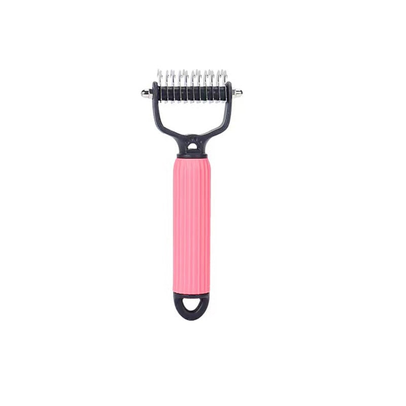 Dog Undercoat Brush with Double-Sided Rake and Curved Steel Teeth for Dematting - Image 13