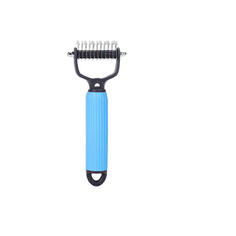 Dog Undercoat Brush with Double-Sided Rake and Curved Steel Teeth for Dematting - Image 16