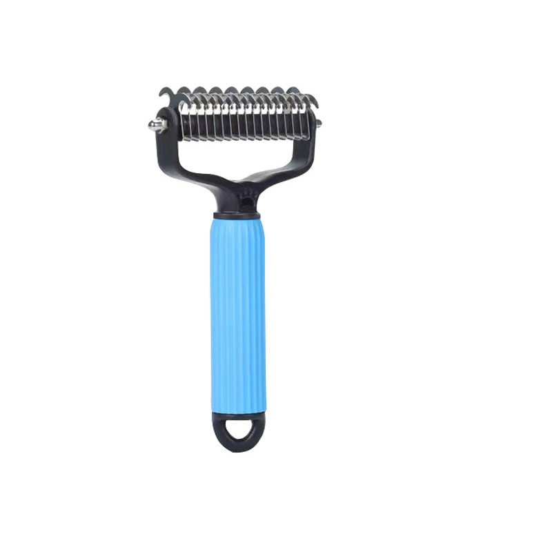 Dog Undercoat Brush with Double-Sided Rake and Curved Steel Teeth for Dematting - Image 17