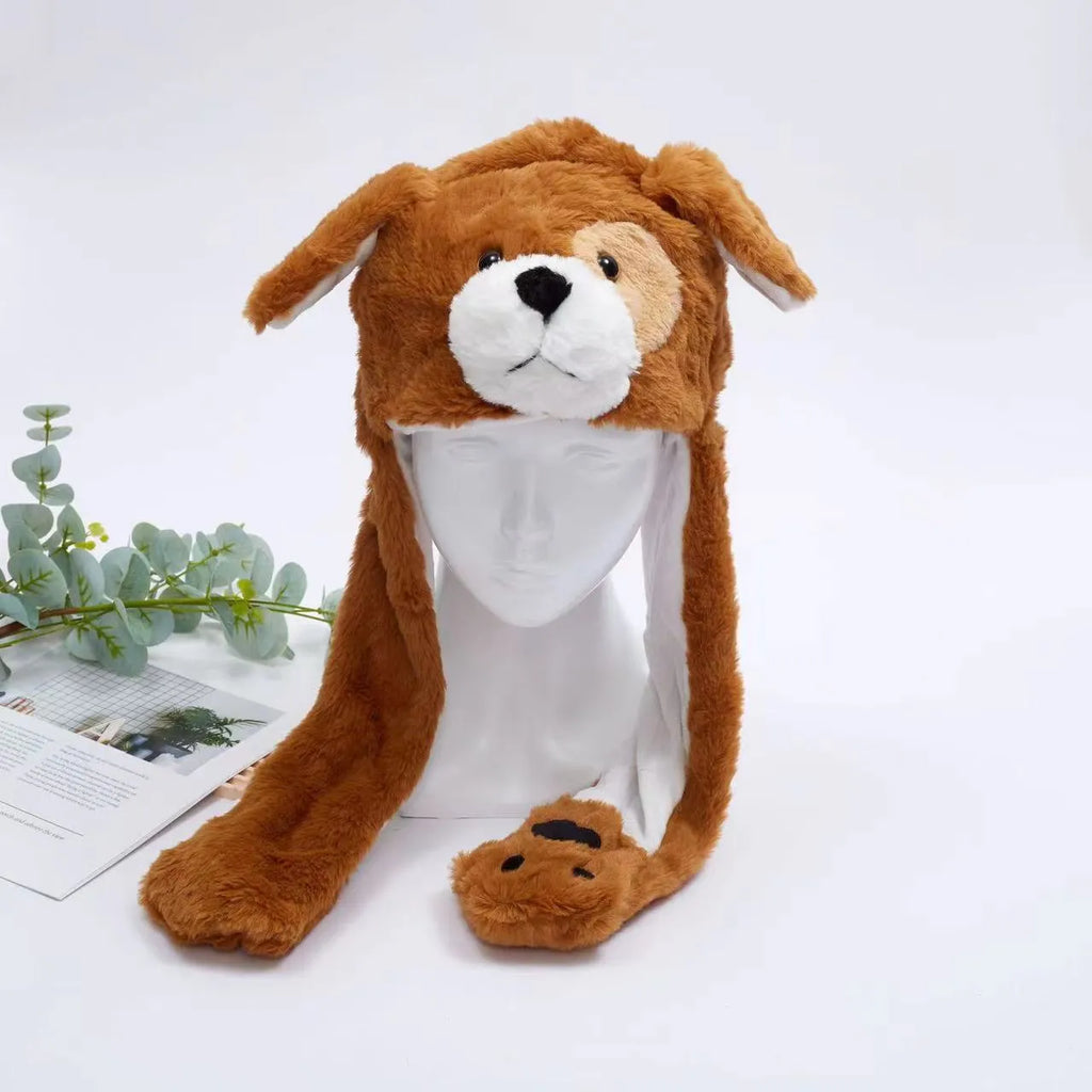 Interaktiver Hasenohrenhut für Kinder und Erwachsene – Niedlicher Plüschhut mit beweglichen Ohren zum Spielen, für Kostüme und als Geschenk