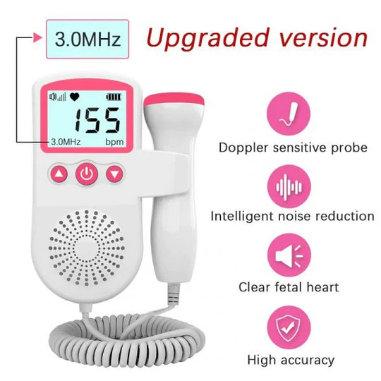 Moniteur de fréquence cardiaque fœtale avec technologie de détection sonore - avec écran LCD